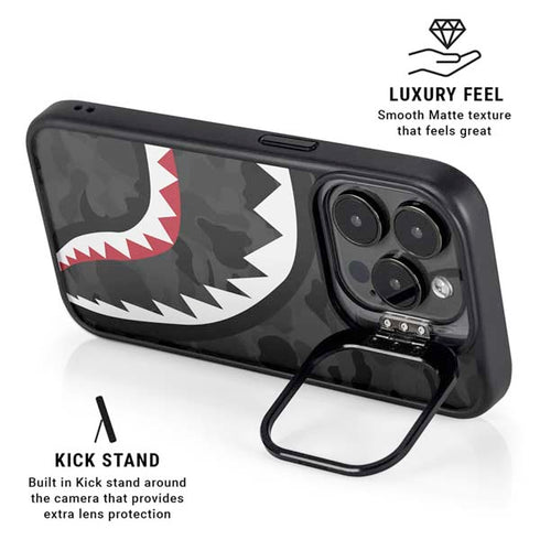 Shark Teeth Grey Street Camo iPhone 16 Pro Kickstand Case